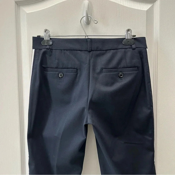 Banana Republic Avery Straight Fit Ankle Pants Side Stripes Cropped Navy Blue 0 - Picture 8 of 14